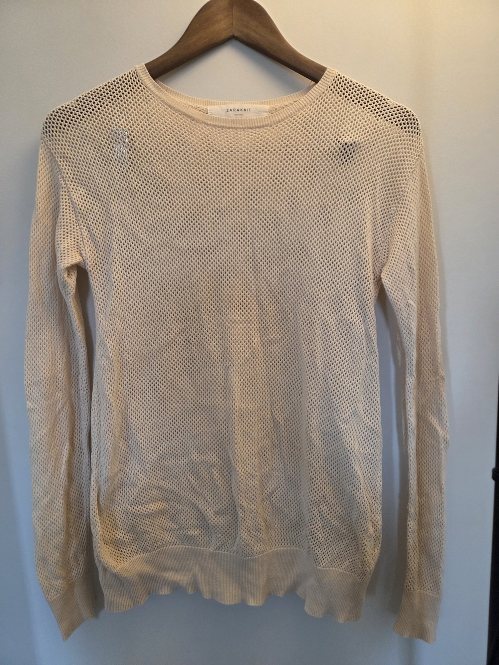 Zara Cream Open-Knit Long Sleeve Sweater